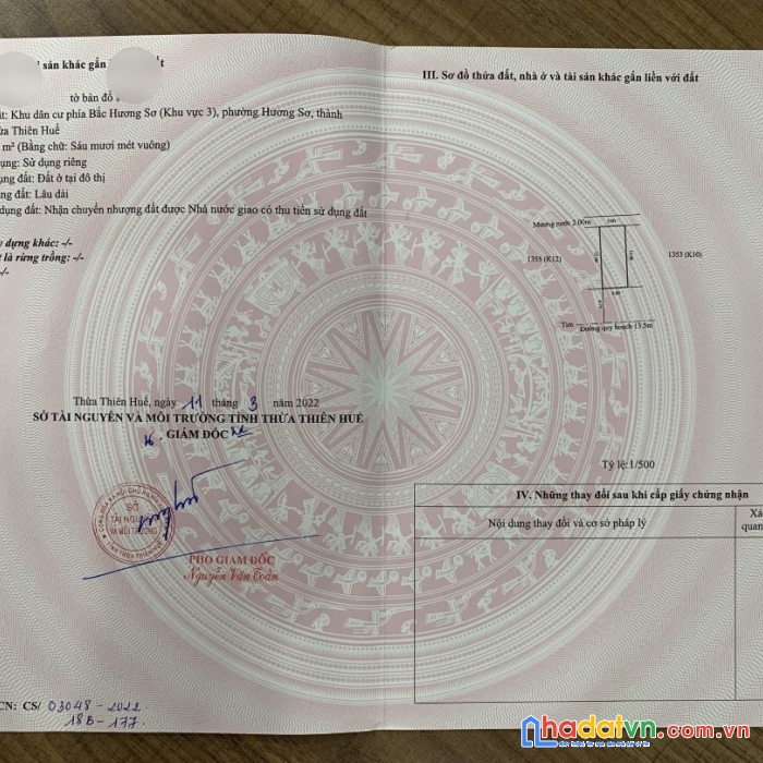 Đất hương sơ kv3 khổ 60m2