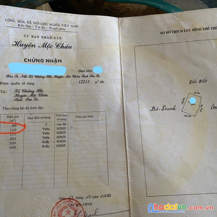Bán mảnh đất chiềng hắc là khu vực mát mẻ tại mộc châu,giá đầu cơ cho các chủ đầu tư