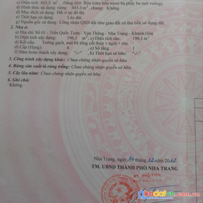 Bán đất nhà ở chính chủ tp nha trang