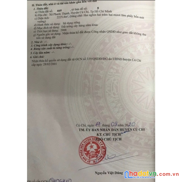 Bán nhanh 2226 đất vườn thổ ngay phước thạnh, củ chi giá 2.4 tỷ