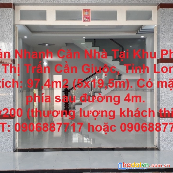 Cần bán nhanh căn nhà tại thị trấn cần giuộc, tỉnh long an