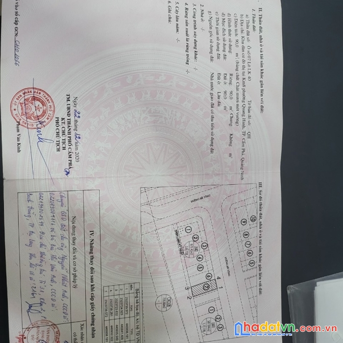 Chính chủ cần tiền bán nhanh lô đất tại dự án quang hanh - tp cẩm phả - tỉnh quảng ninh.