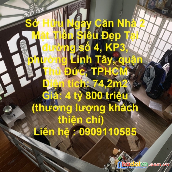 Sở hữu ngay căn nhà 2 mặt tiền siêu đẹp tại quận thủ đức, tphcm