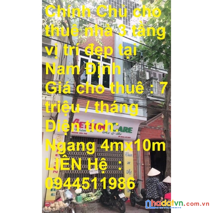 Chính chủ cho thuê nhà 3 tầng vị trí đẹp tại nam định