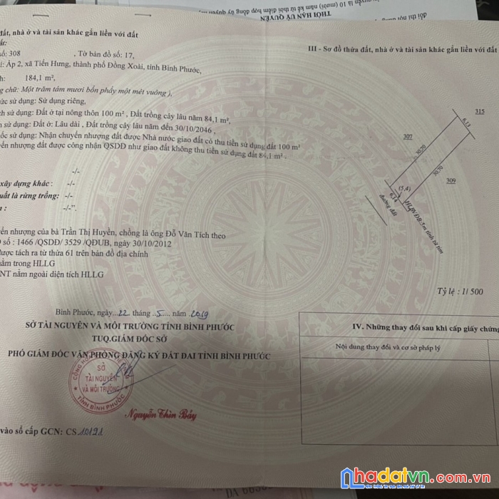 Chính chủ cần bán đất vị trí đẹp tại tỉnh bình phước