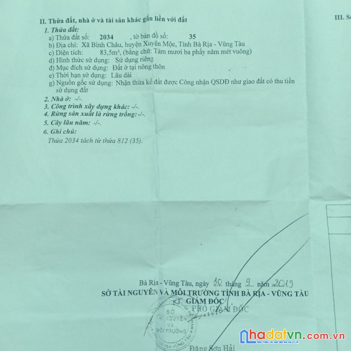 Chính chủ cần bán đất vị trí đẹp tại bà rịa- vũng tàu