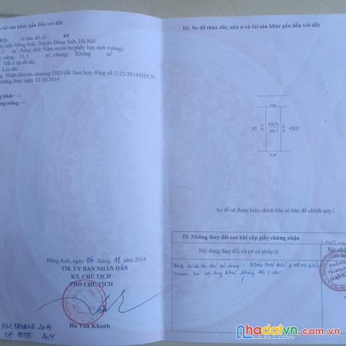 Bán 53,7m2 tổ 12 thị trấn đông anh