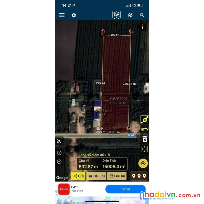 Đất lớn mặt tiền ql62 gần 1.5ha chỉ 28 tỷ tân tây thạnh hóa long an