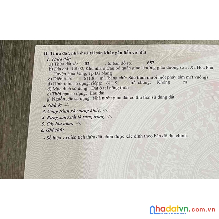 Chính chủ cần bán  đất mặt tiền đường nhưa đi núi thần tài, huyện hòa vang, tp đà nắng liên hệ: 