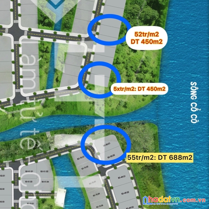 Cần bán 5 lô biệt thự ven sông cổ cò fpt