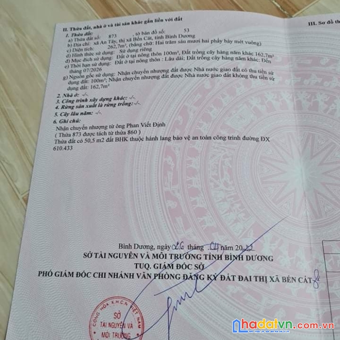 Sở hữu ngay lô đất siêu đẹp tại thị xã bến cát bình dương