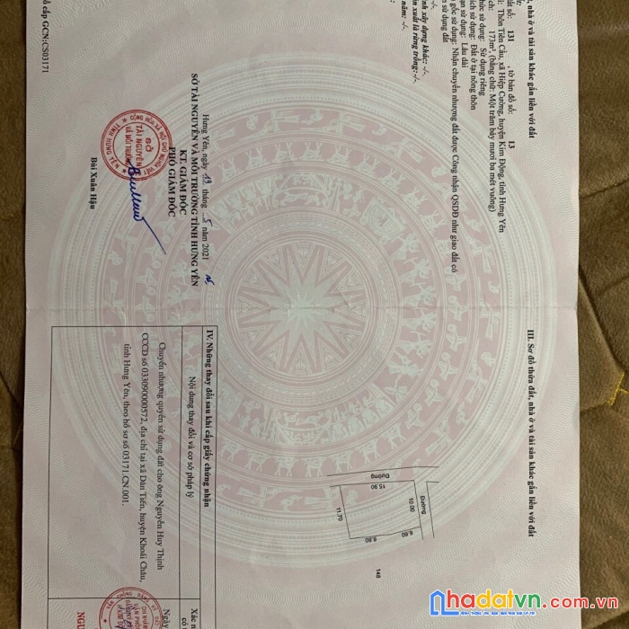 Bán đất tặng nhà tại thôn tiên cầu-hiệp cường-kim động-hưng yên