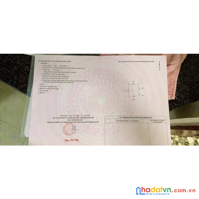 Đầu tư sinh lời với lô đất 1001m2 xã minh hưng,huyện chơn thành, bình phước