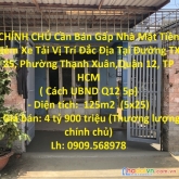 Chính chủ cần bán gấp nhà mặt tiền hẻm xe tải vị trí đắc địa tại quận 12 -tp hcm