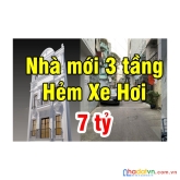 Nhà mới xây, hẻm xh cách nguyễn thị thập 20 m, 3 tầng, 7 tỷ