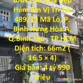 Chính chủ cần bán căn nhà đẹp hẻm 8m vị trí tại quận bình tân, tphcm