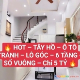 Hot- tây hồ- ô tô tránh- lô góc-6 tầng- sổ vuông- 5 tỷ