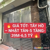 Tây hồ- nhật tân-ngõ thông- nhà đẹp 5 tầng- 39m- 6.5 tỷ