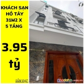 Bán khách sạn nhỏ ven hồ tây, 31m x 5 tầng. mặt tiền 5m, nhà đẹp long lanh giá hơn xíu 3.5 t