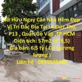 Sở hữu ngay căn nhà hẻm đẹp vị trí đắc địa tại phường 13 , quận gò vấp ,tp hcm