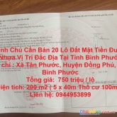 Chính chủ cần bán 20 lô đất mặt tiền đường nhựa vị trí đắc địa tại tỉnh bình phước